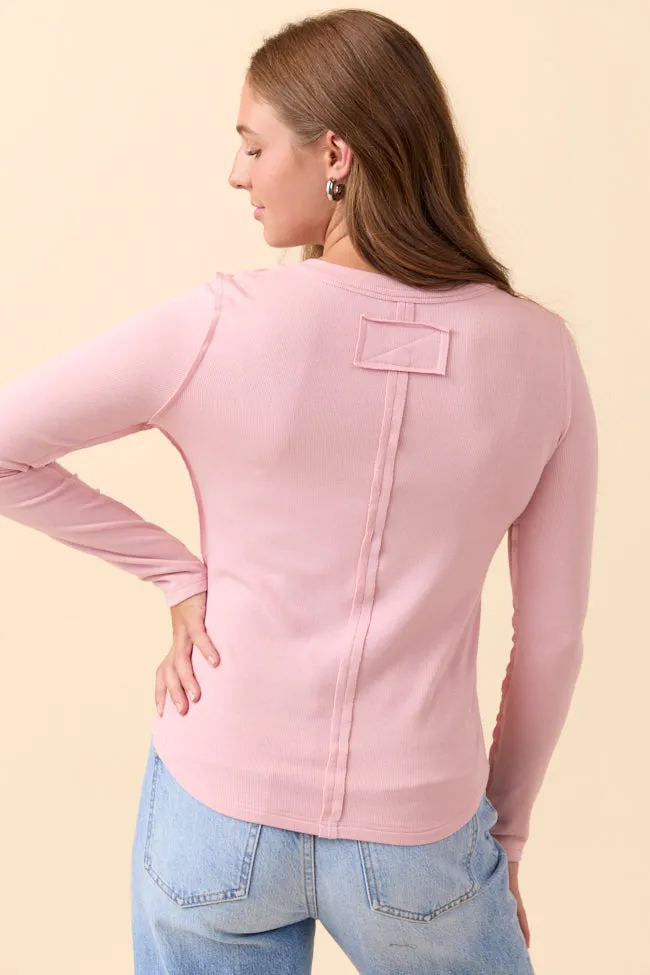 Street Wear LightweightTextile McClaine Blush Long Sleeve Henley