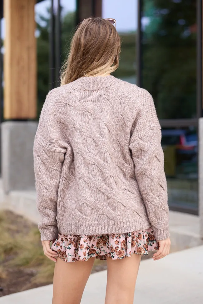Casual Footwear Breathable Lining Poppy Brown Cable Knit Cardigan