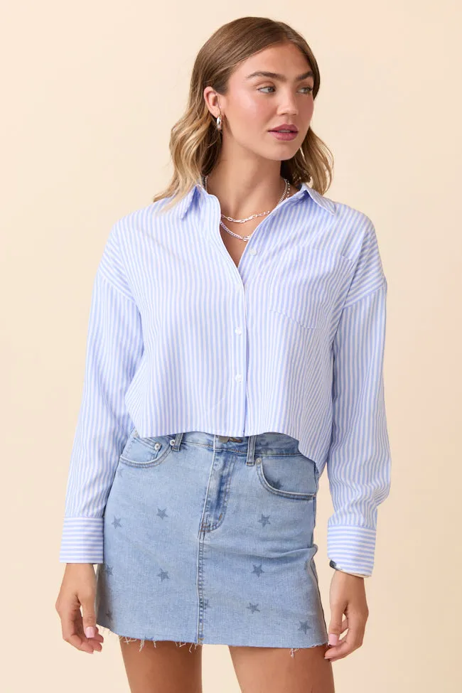 StretchPaneling quick dry Juliana Cropped Blue Striped Shirt