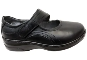 Wind Jog Propet Womens Golda Leather Comfort 2E Extra Wide Fit Mary Jane Shoes