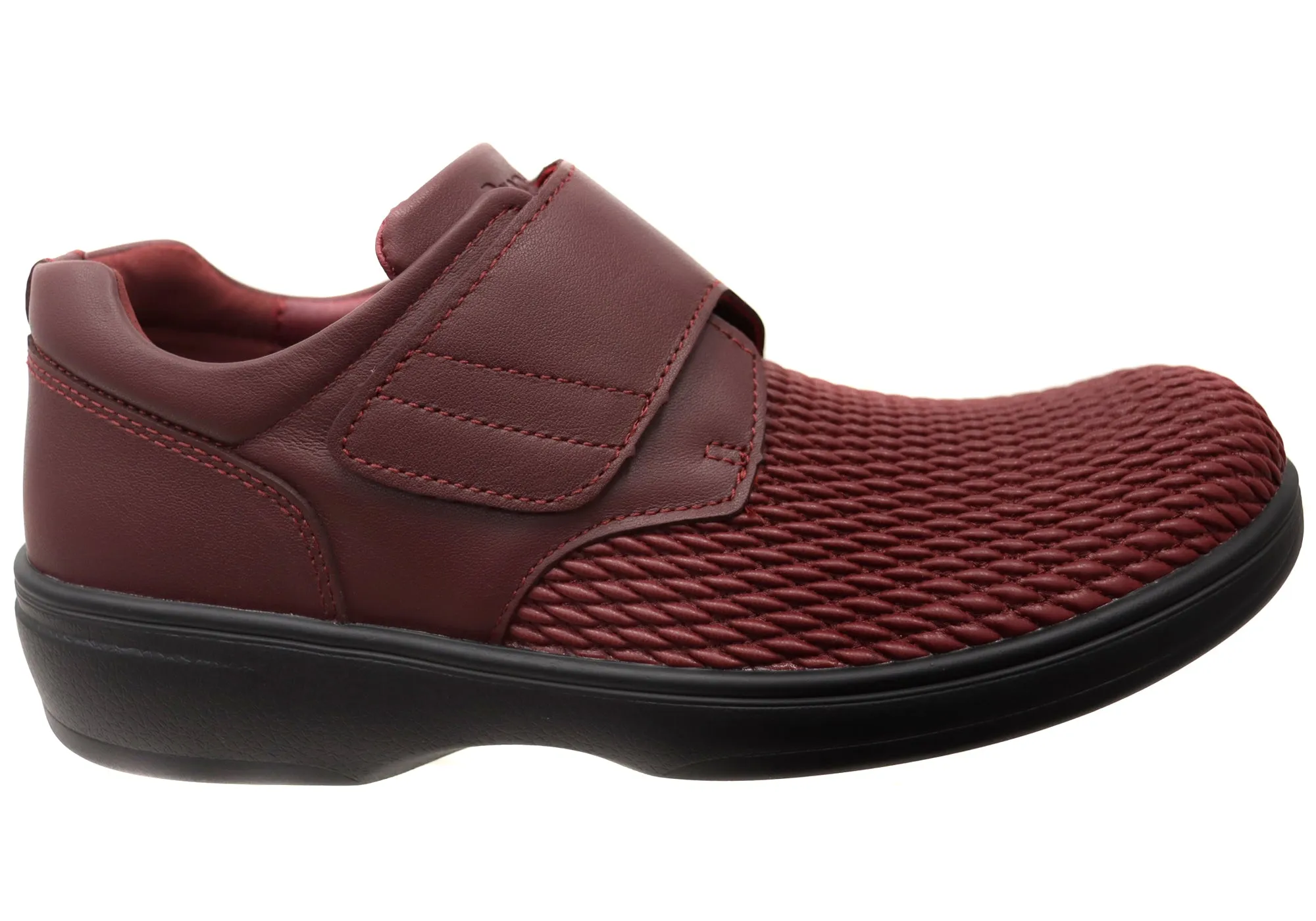 Propet Womens Olivia Leather Comfort Adjustable Strap Wide Fit Shoes Plain Jog