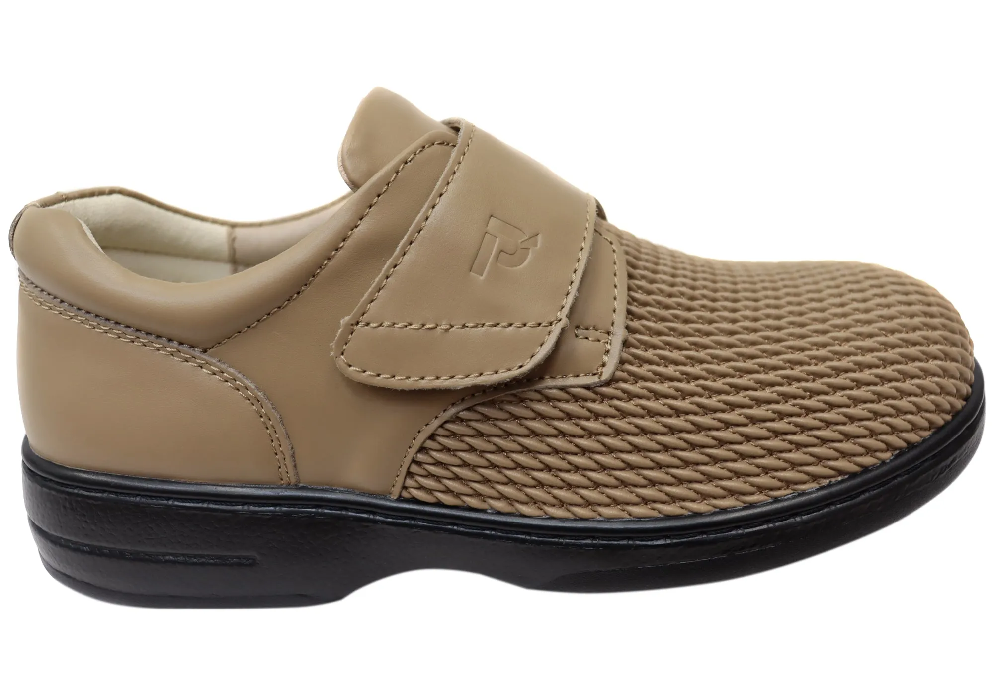 Propet Womens Olivia Leather Comfort Adjustable Strap Wide Fit Shoes AntiOdor Star Jog