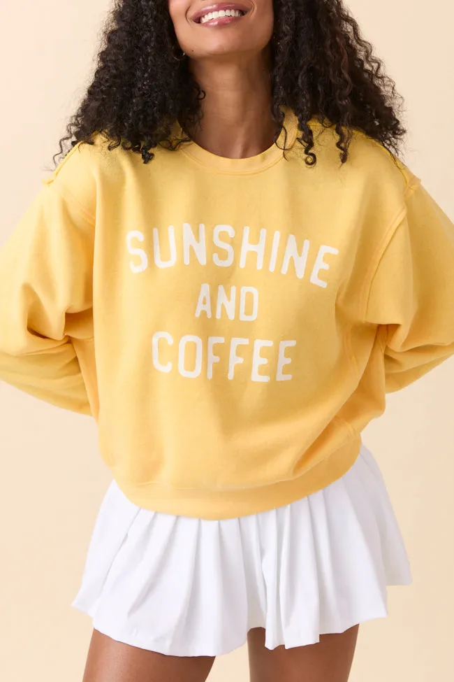 Adjustable Waistbands Code Soul Sunshine and Coffee Yellow Raw Hem Fleece Graphic Sweatshirt