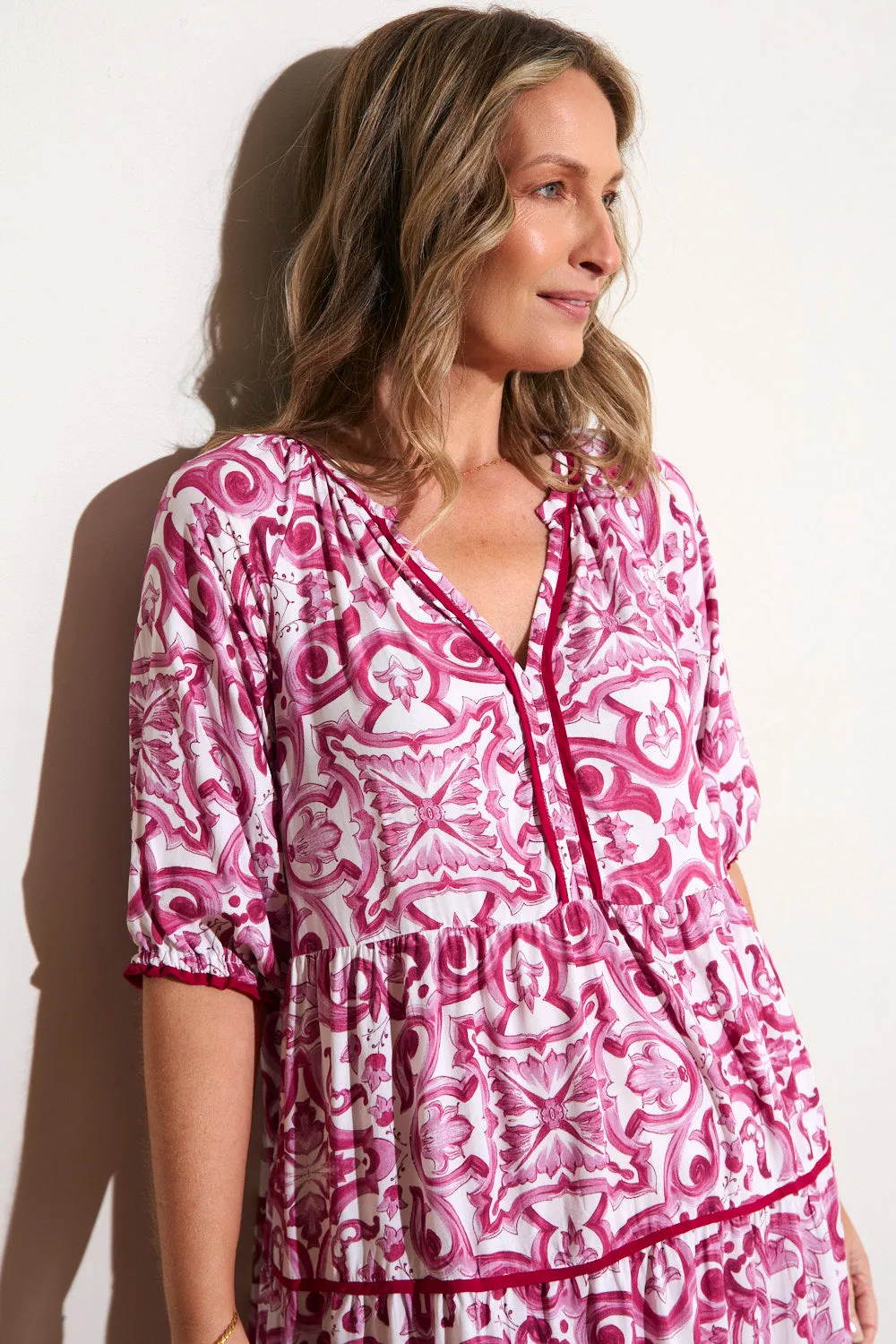 Scout Billow Sleeve Dress in Mulberry Bijou Comfort Fit