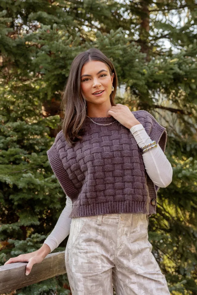Nevah Brown Cable Knit Vest Zen Glow
