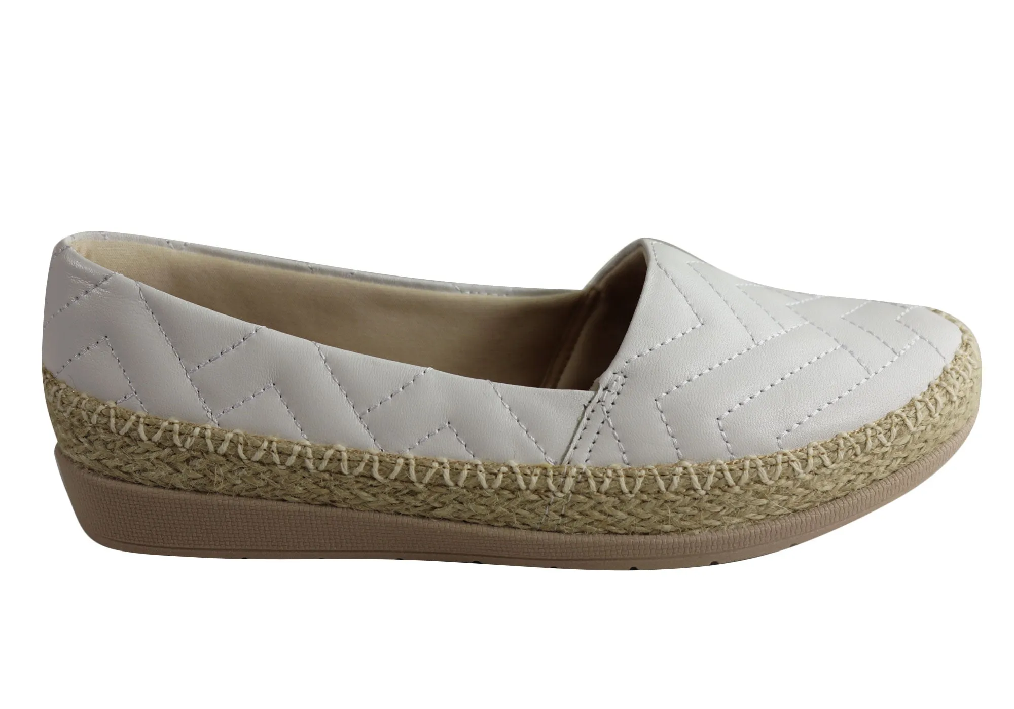 Quick Start Usaflex April Womens Comfort Leather Espadrille Shoes Made In Brazil