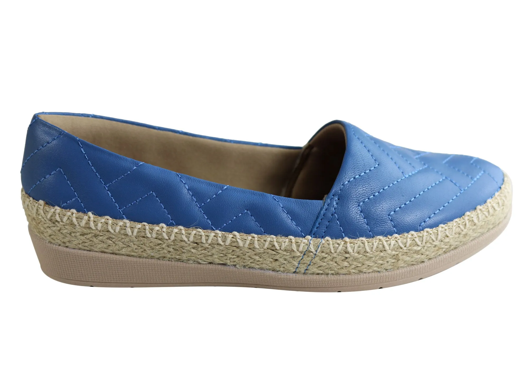 Usaflex April Womens Comfort Leather Espadrille Shoes Made In Brazil Light Stride
