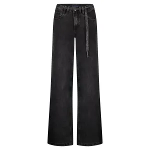 All Around Style Appropriate Red Button Womens Jeans Claudette Black Denim & Belt Back