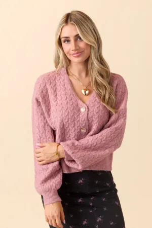 Heather Pink V-Neck Cardigan Japan Neat FadeResistant Color