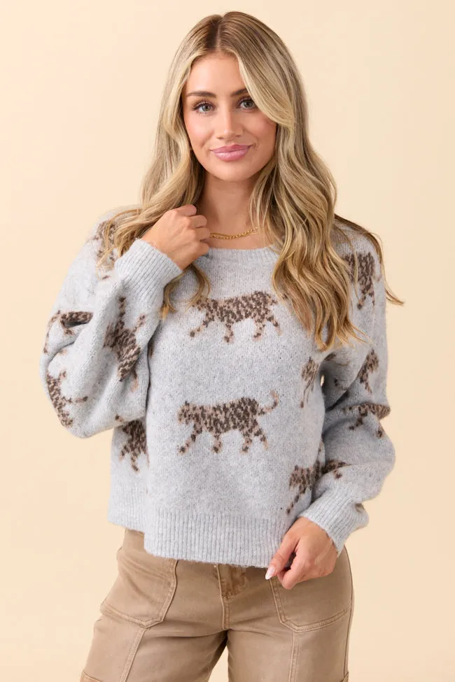 Reign Grey Cheetahs Pullover Sweater EcoFriendlyDyeProcess