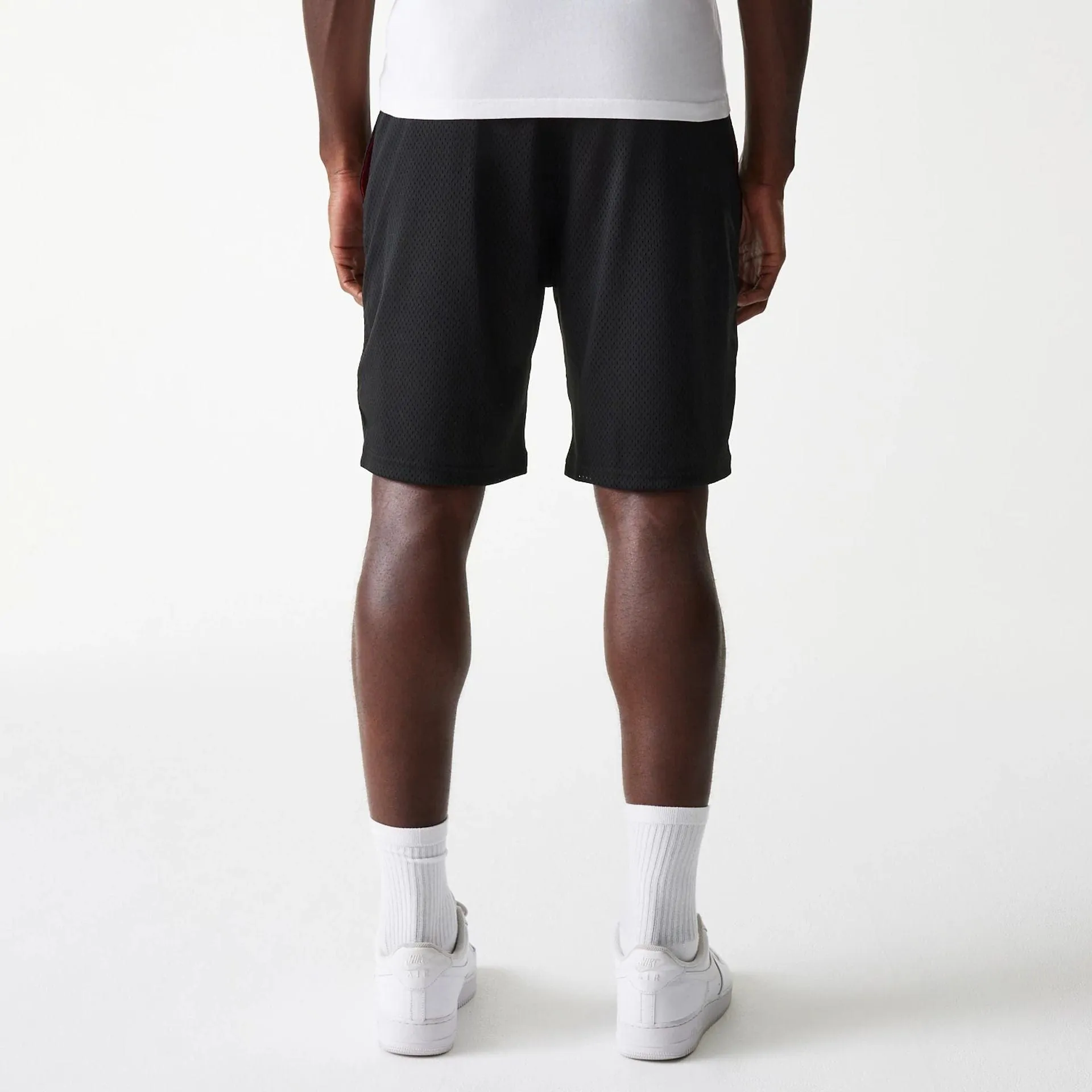 Gusseted Crotch Teflon Coated Finish New Era Black Mesh Shorts