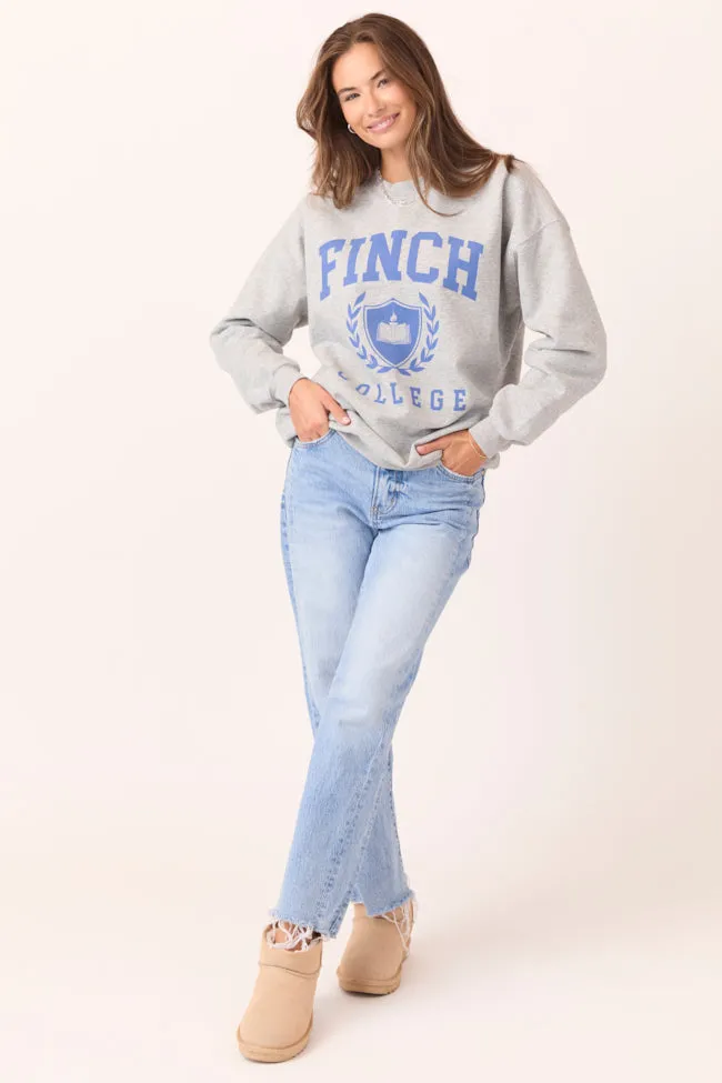 Finch College Light Grey Graphic Sweatshirt ZeroIrritationLabels StaticFree Material