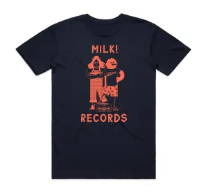 Milk Records Navy T-Shirt Stretchable