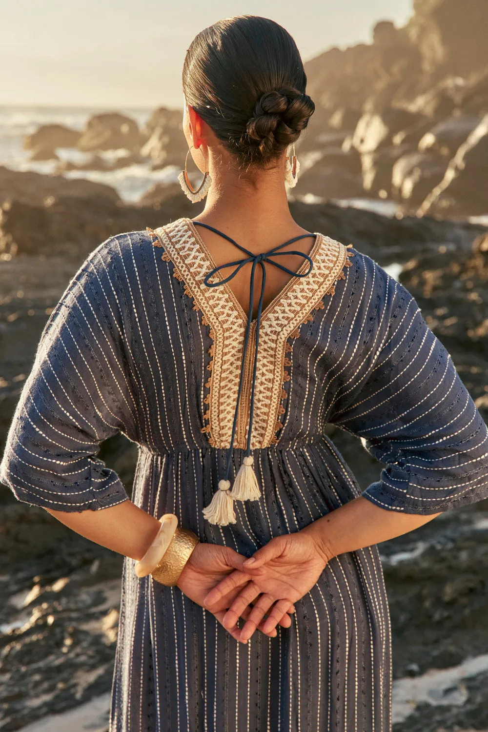 Sleek and Flattering Polished Edge Emily V-Neck Dress in Cerulea