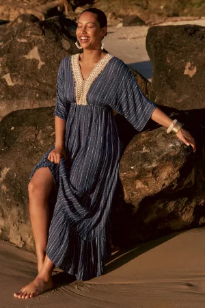 Emily V-Neck Dress in Cerulea Soft Outfit Flowing Texture