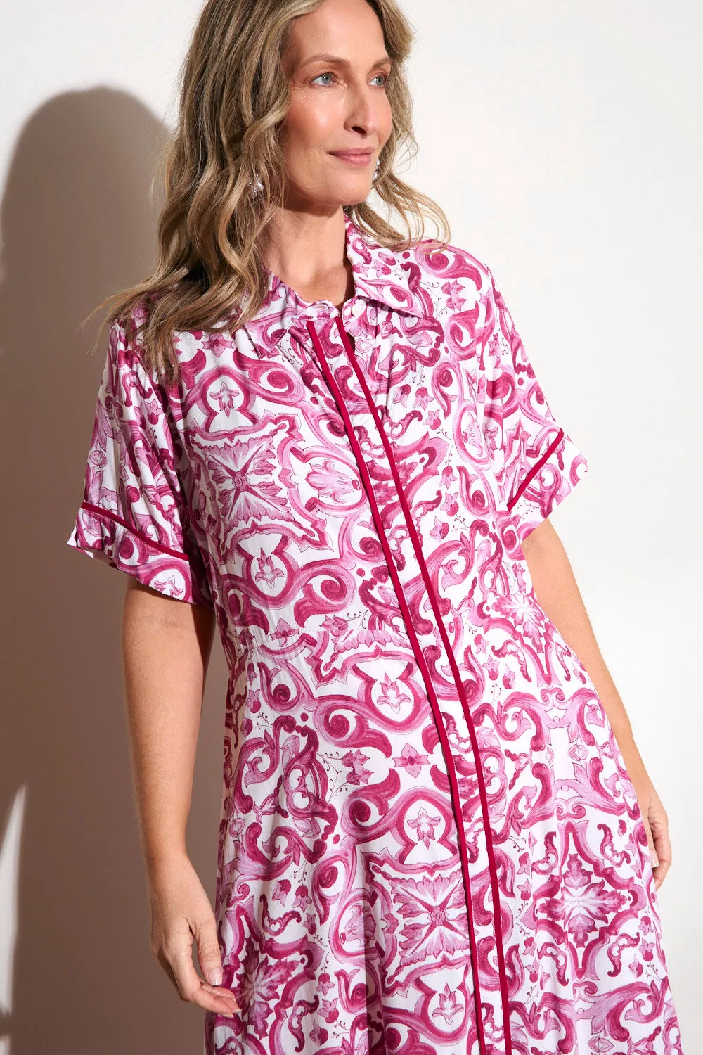 Gracie Shirt Dress in Mulberry Bijou Cool Elegance