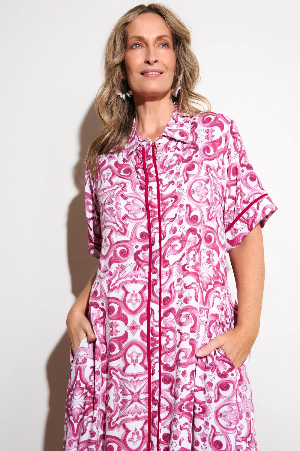 Elegant Layers Simple Chic Gracie Shirt Dress in Mulberry Bijou