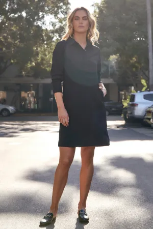 Feminine Comfort Relaxed Travel Dress in Black