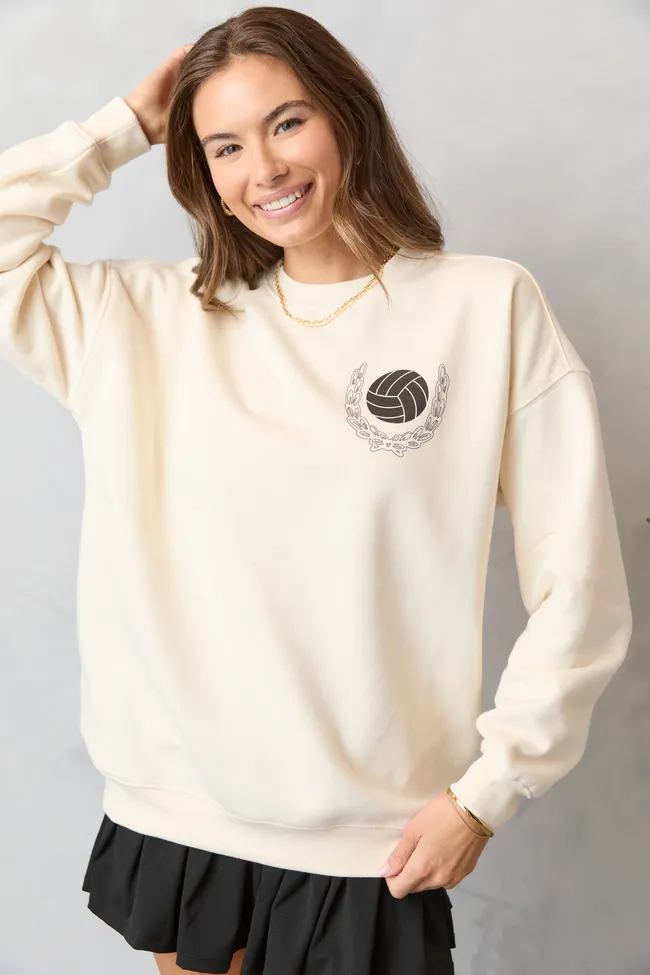 Meet Me In The Bleachers Volleyball Cream Sweatshirt HeatReflective Lining
