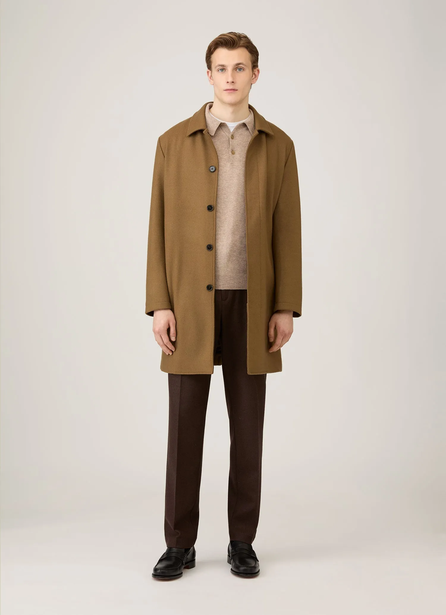 AntiStaticFinish Men's Cashmere Polo Shirt in Oatmeal Melange