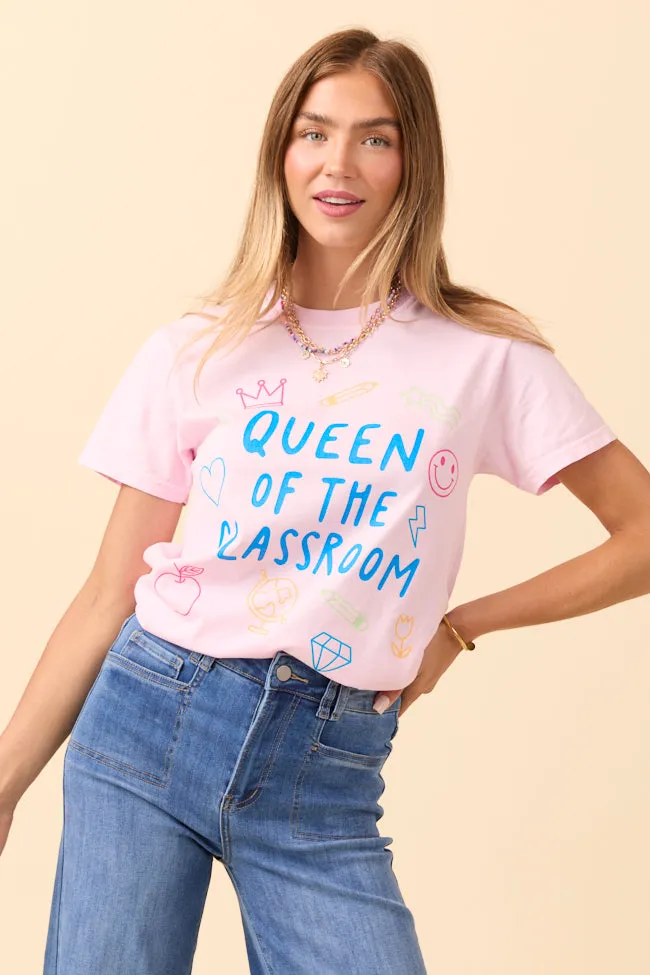 Gloss Glow Coastal Chic Queen Of The Classroom Light Pink Graphic Tee