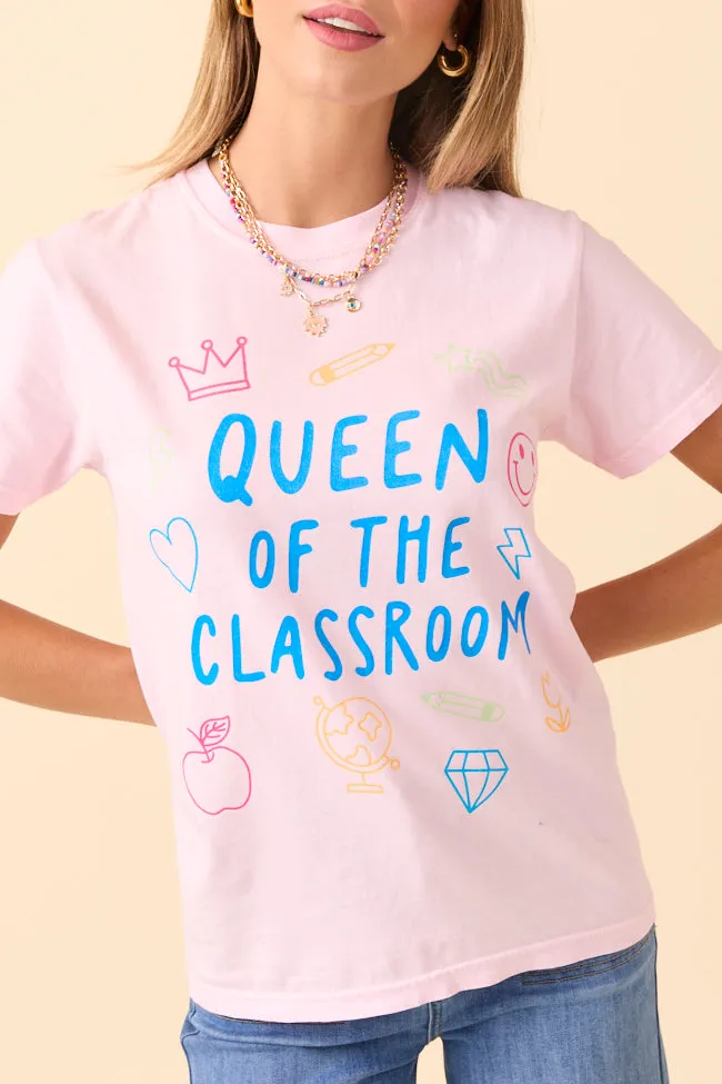Queen Of The Classroom Light Pink Graphic Tee Casual Trend