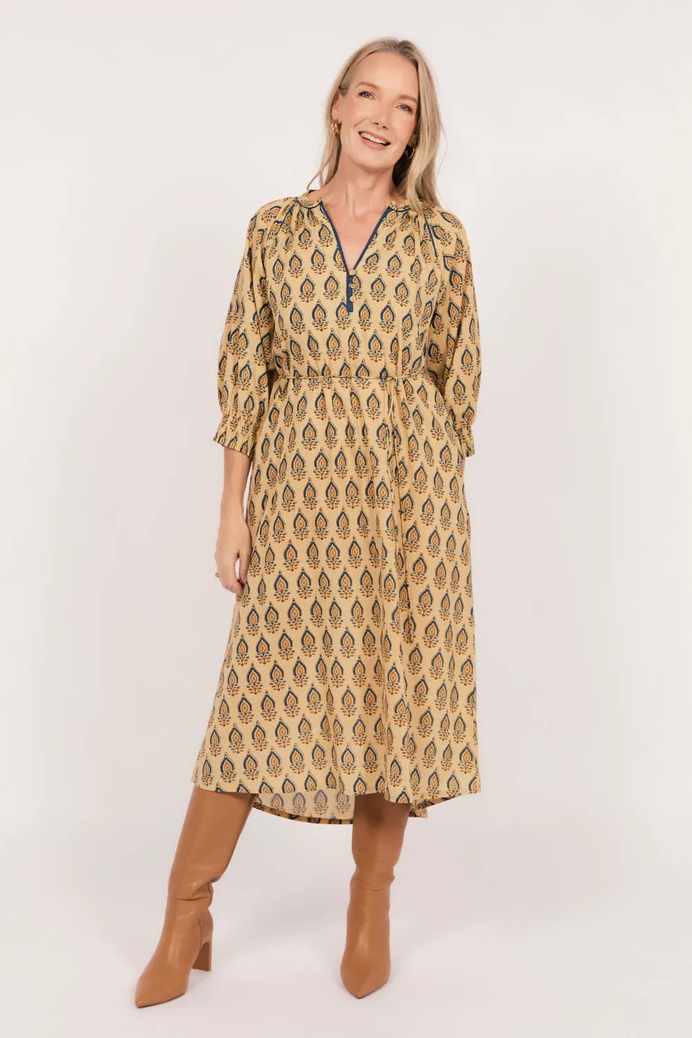 Robin Tunic Dress in Paisley Plumes Limited-Edition Lace-Edge