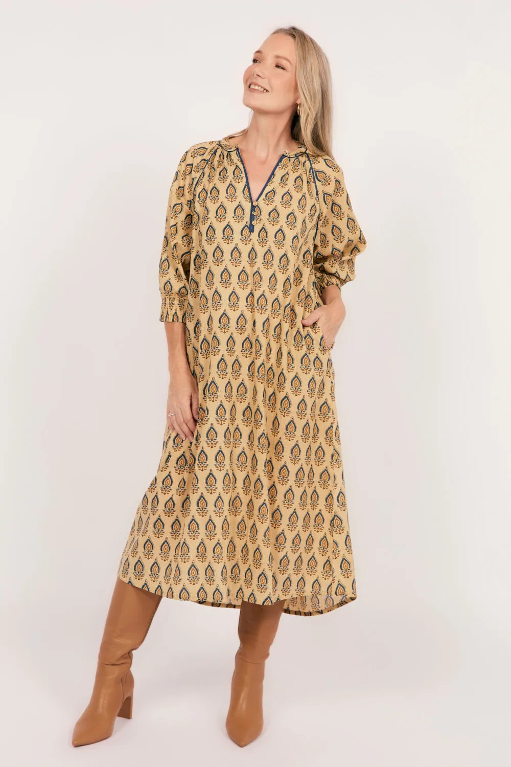 Robin Tunic Dress in Paisley Plumes Easy to Wear