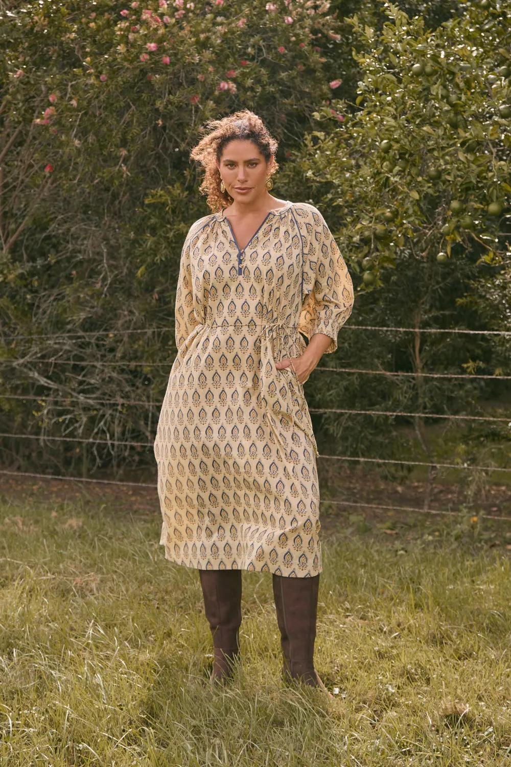 Robin Tunic Dress in Paisley Plumes Softly Structured Mood Edge