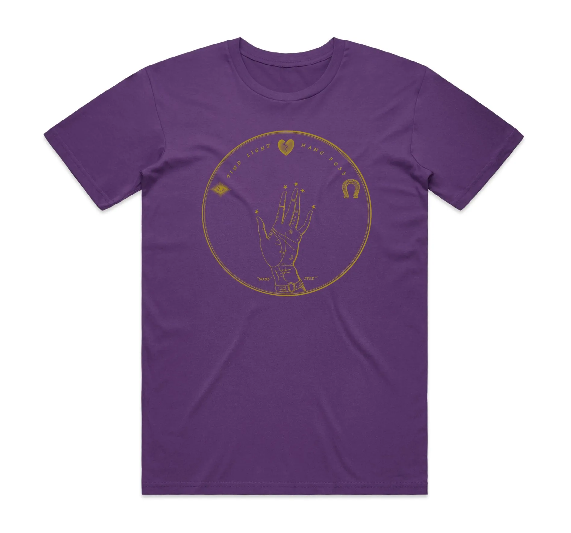 Find Light, Hang Boss Purple T-Shirt Comfy Performance Wear EcoConscious Processing