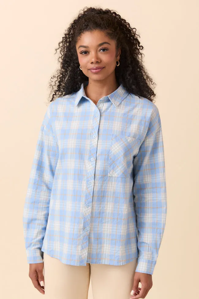 Rory Blue and Cream Plaid Button Down Top SALE Dance Flow