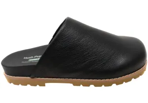 Hush Puppies Queen Womens Leather Comfortable Open Back Shoes Flat Form