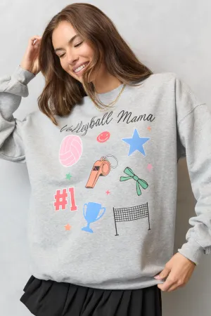 Volleyball Mama Icons Light Grey Graphic Sweatshirt Strong Denim