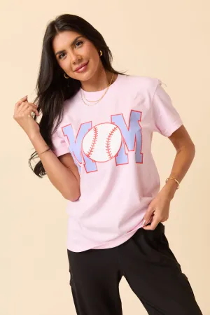 Mom Block Baseball Light Pink Graphic Tee SALE Data Mode