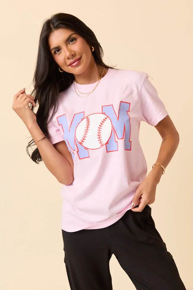 Mom Block Baseball Light Pink Graphic Tee SALE Data Mode