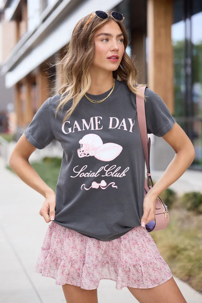 Game Day Social Club Dark Grey Graphic Tee Sharp Cut Casual Shirt