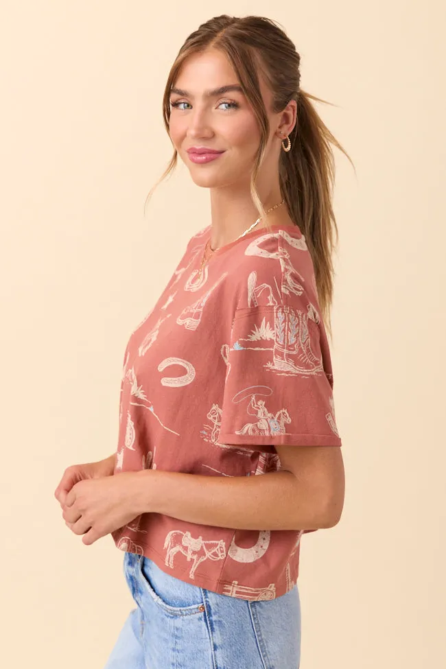 Rylan Short Sleeve Rust Western Tee Comfort sleepwear