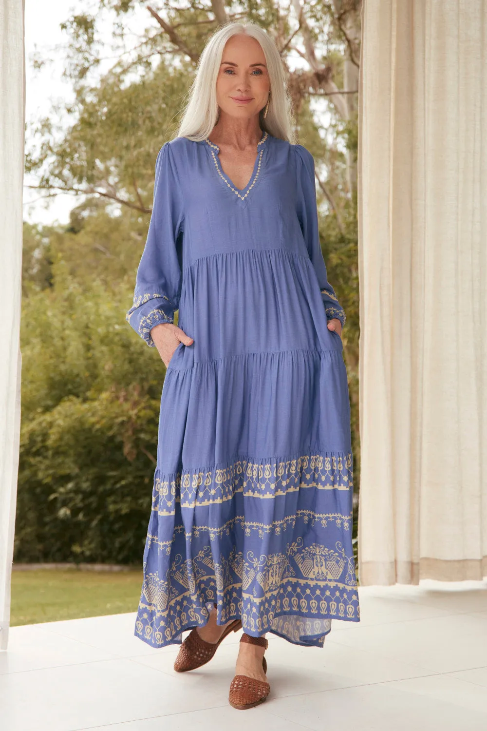 Sabre V-Neck Dress in Breeze Formal Aura Timeless Layer