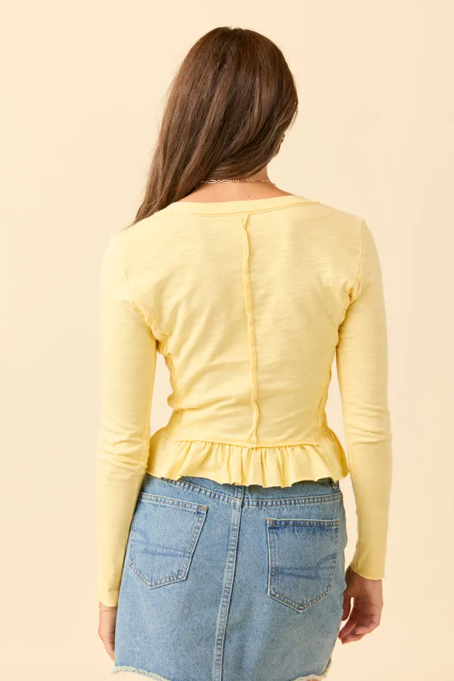 Sabrina Yellow Smocked Long Sleeve Tee QuickAccess Pockets