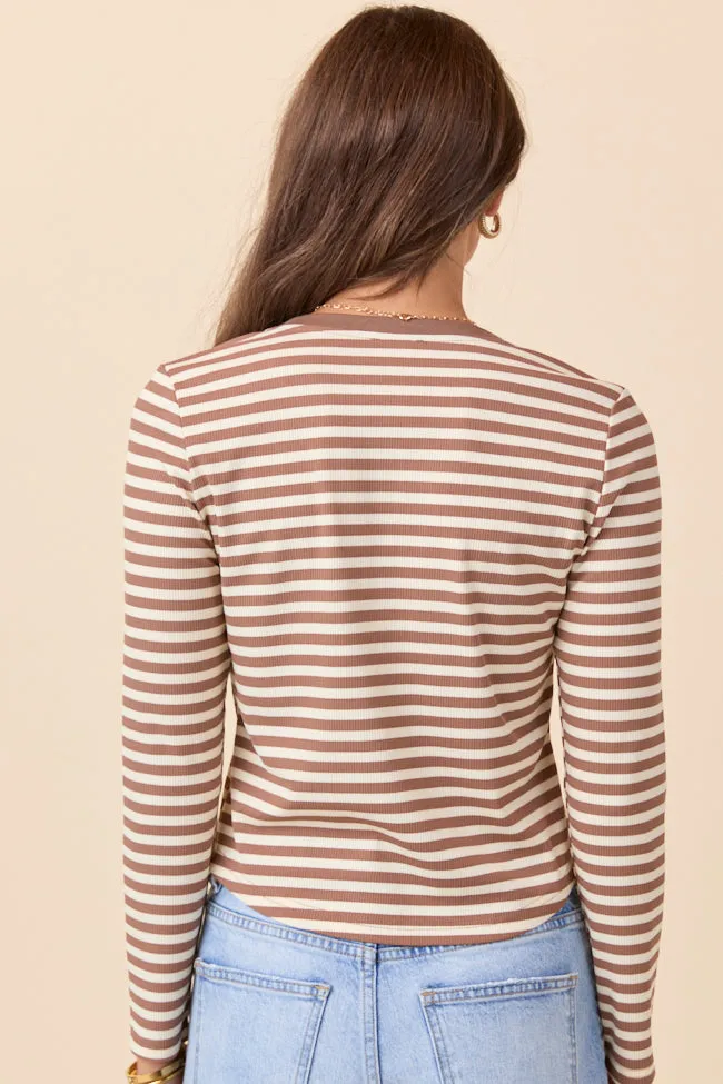 Sammi Taupe Striped Long Sleeve Top Love Glow Handmade Fit