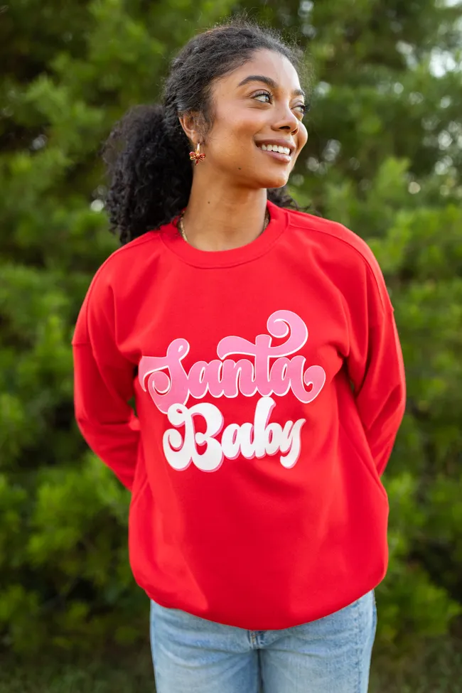 Santa Baby Red Graphic Sweatshirt EcoFriendlyTextile