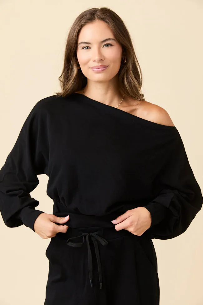 Sarah Black Off The Shoulder Shirt Emily Fauver X Pink Lily Comfortable fit PrecisionTailoring