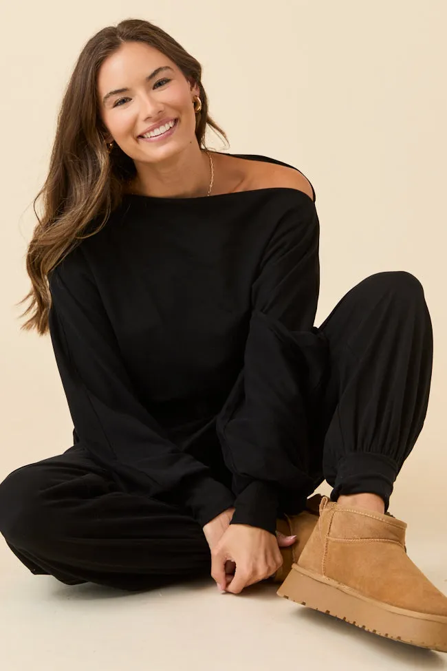 LowMaintenanceMaterial Sarah Black Off The Shoulder Shirt Emily Fauver X Pink Lily