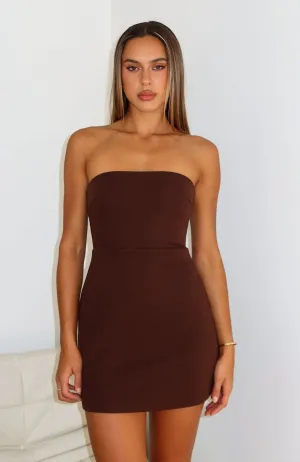 Versatile Layers Easy-to-style casual dress Keep Falling Strapless Mini Dress Chocolate