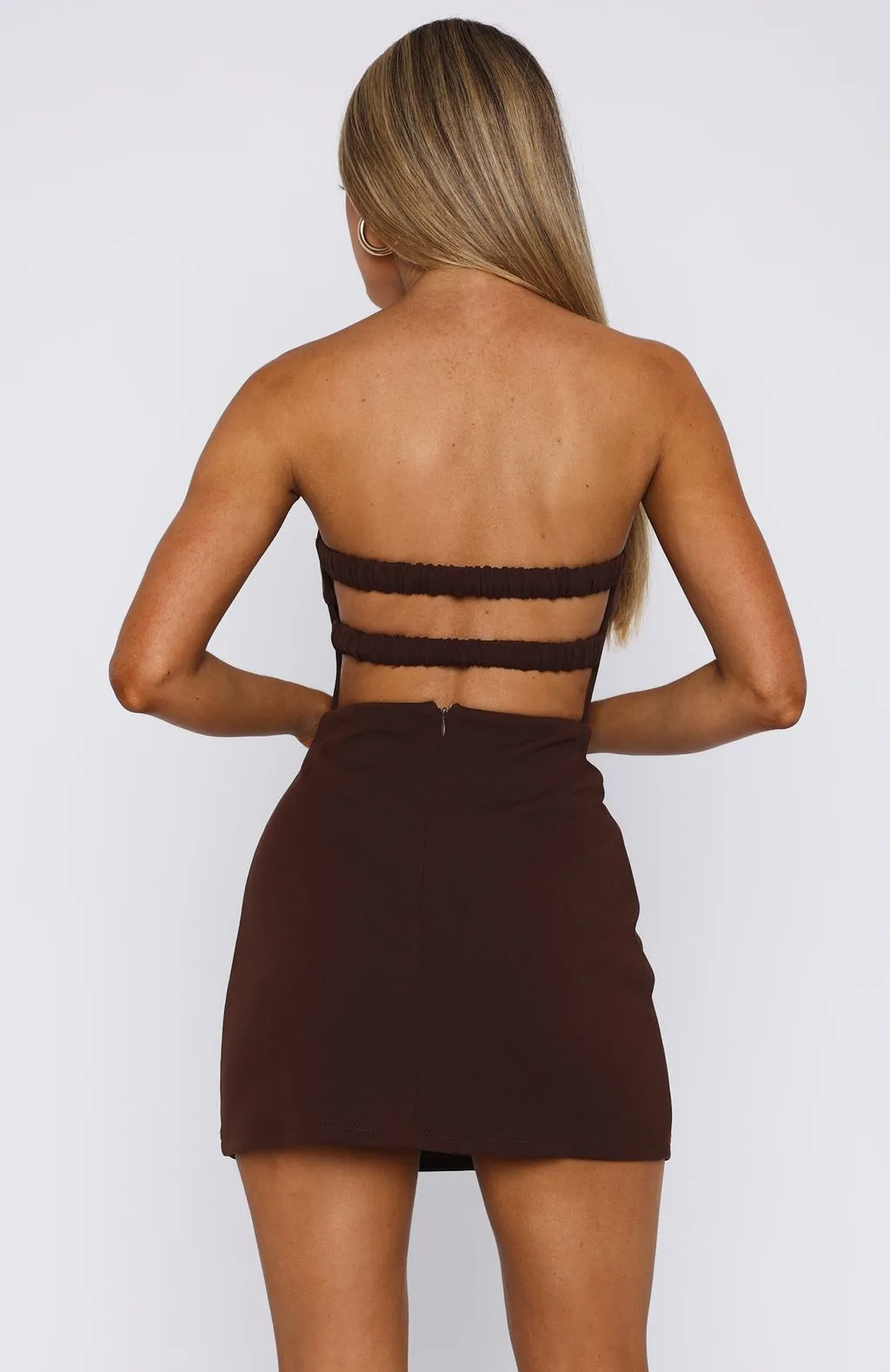 Keep Falling Strapless Mini Dress Chocolate Summer Wardrobe Sharp Design