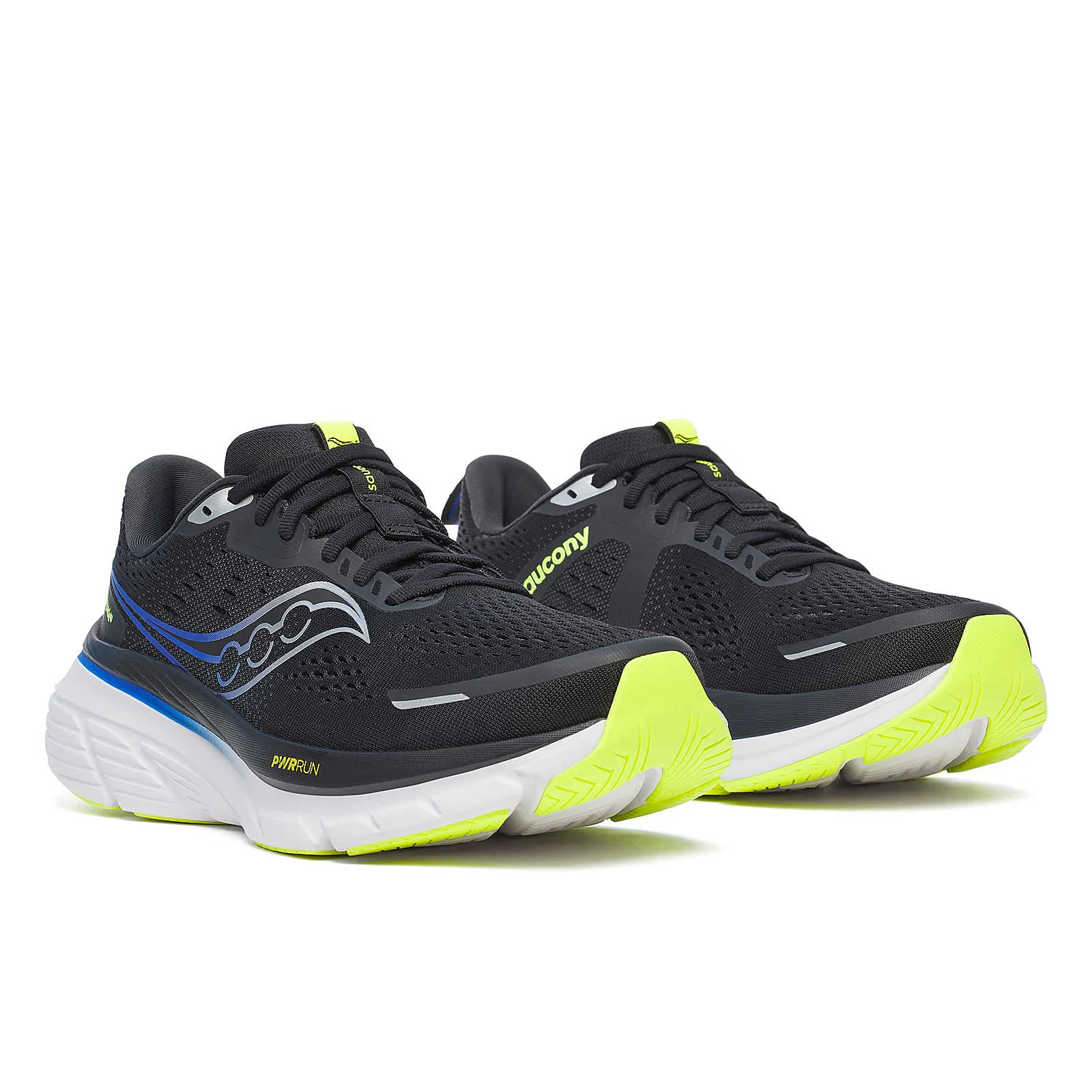 gym goer shoes Durable Foam Compound Saucony Mens Trainer Guide 18 Black/Lapis