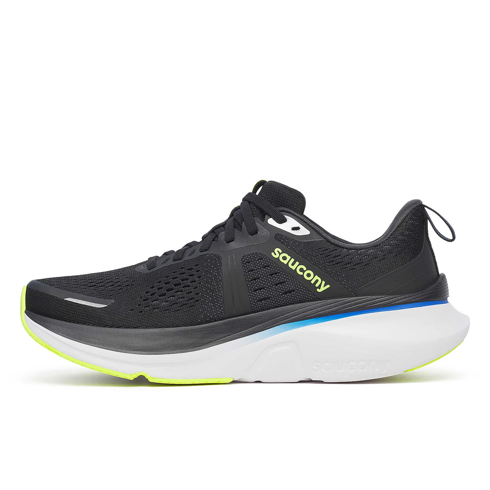 Saucony Mens Trainer Guide 18 Black/Lapis short - distance runner Gradual Transition Midsole