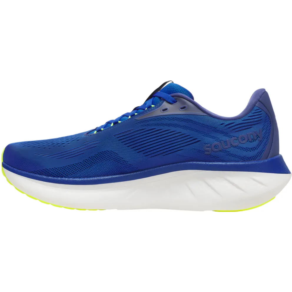 Abrasion Resistant Guard Thermoregulating Insole Saucony Mens Trainer Ride 18 Lapis/Citron