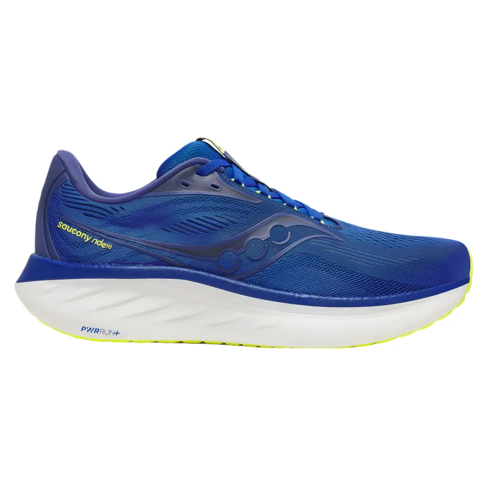 Daily Wear Shoes Tensile Energy Bridge Saucony Mens Trainer Ride 18 Lapis/Citron