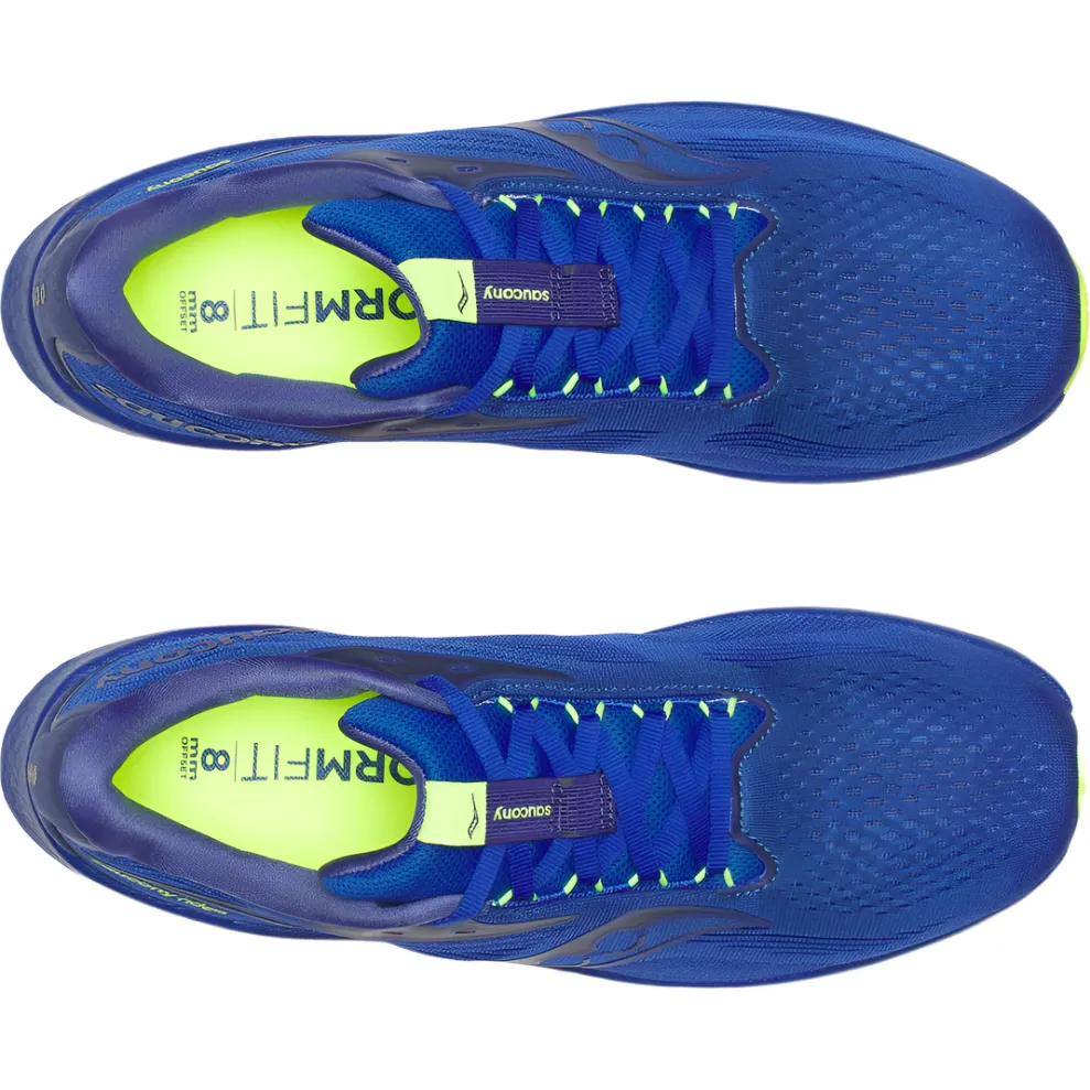 Contoured Heel Cradle Saucony Mens Trainer Ride 18 Lapis/Citron